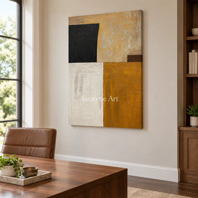 Aster Stone: Ochre Block Abstract — office frameless