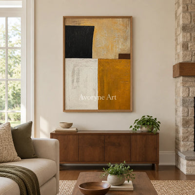 Aster Stone: Ochre Block Abstract — villa wood