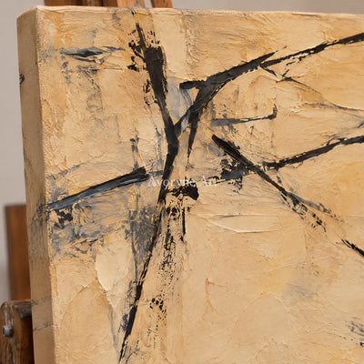 Ochre Crossing: Ochre Gestural Abstract Art — detail easel