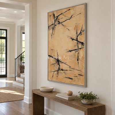 Ochre Crossing: Ochre Gestural Abstract Art — entry silver