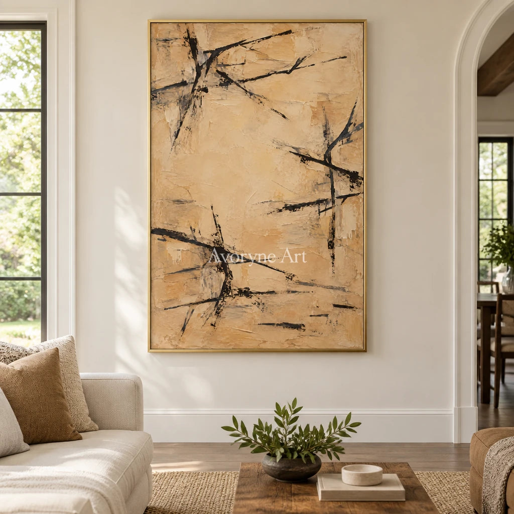 Ochre Crossing: Ochre Gestural Abstract Art — living gold