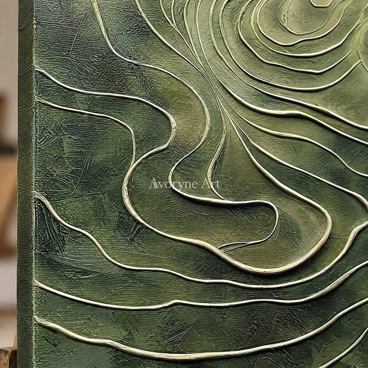 Aster Tracery: Olive Contour Art — detail easel