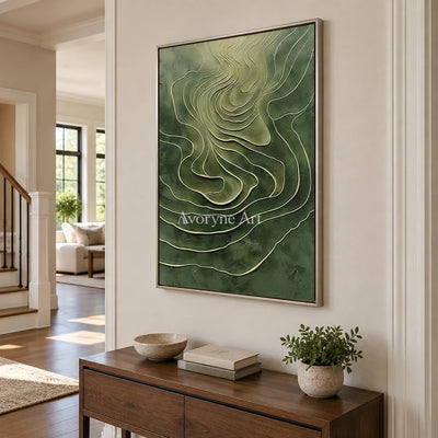 Aster Tracery: Olive Contour Art — entry silver