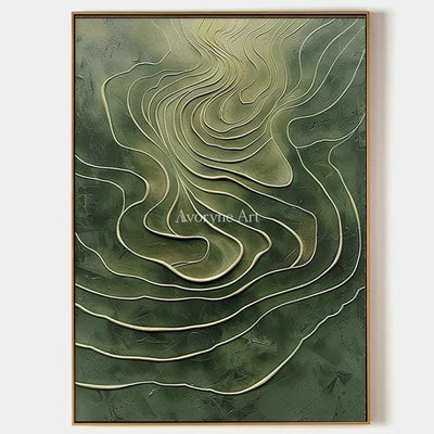 Aster Tracery: Olive Contour Art — primary