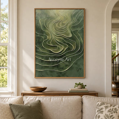 Aster Tracery: Olive Contour Art — villa wood