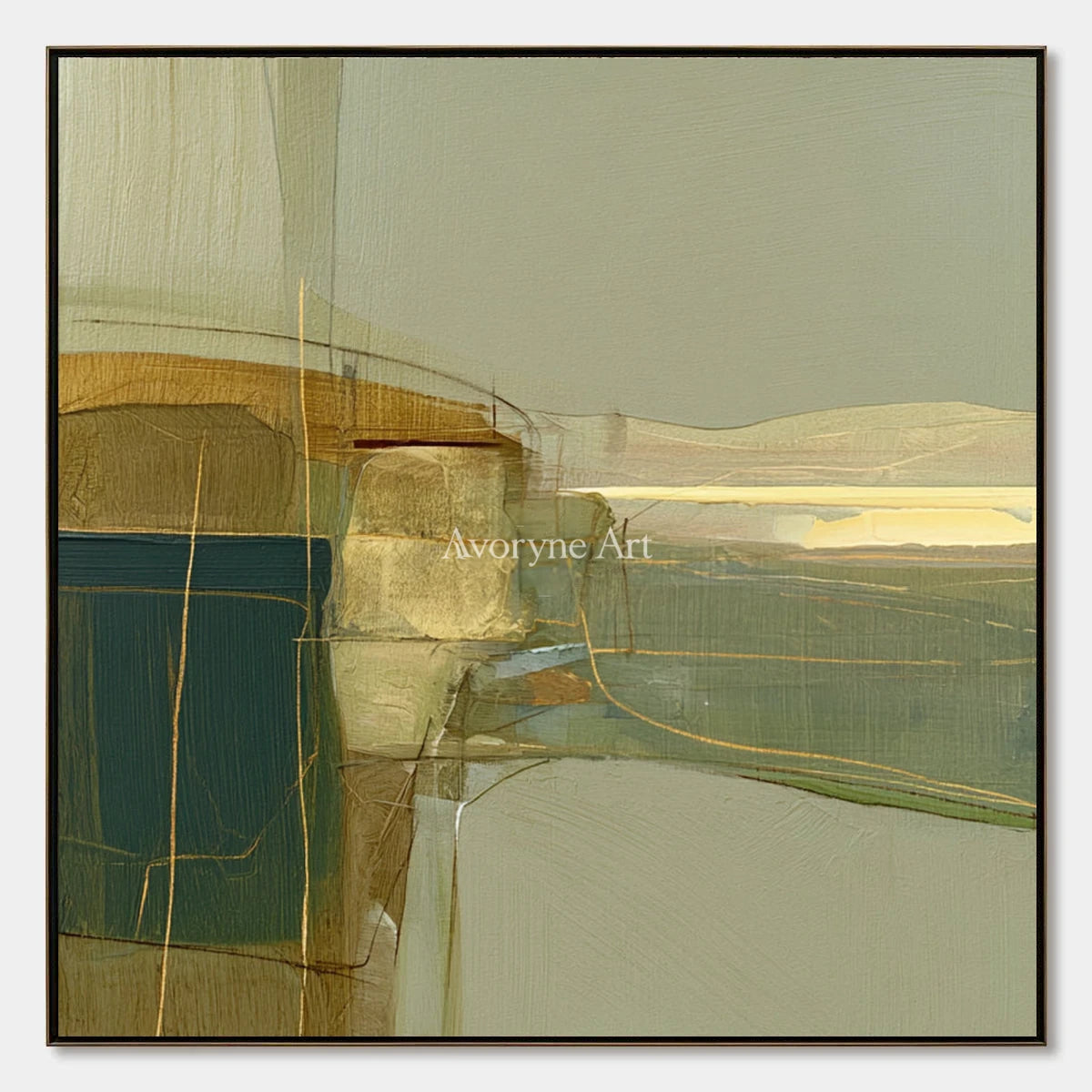 Ivory Quiet Passage: Olive Layered Abstract — primary