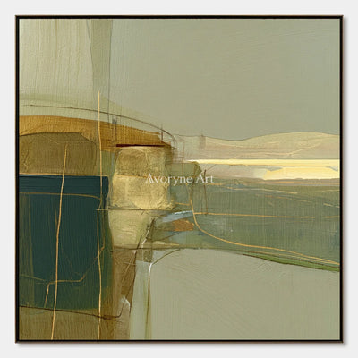 Ivory Quiet Passage: Olive Layered Abstract — primary