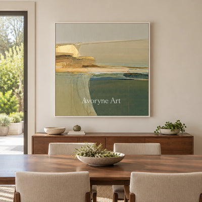 Ivory Quiet Echo: Olive Layered Abstract — dining white
