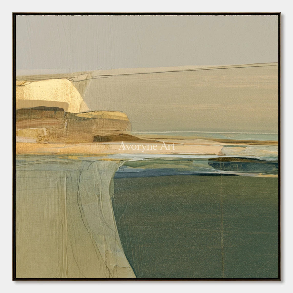 Ivory Quiet Echo: Olive Layered Abstract — primary