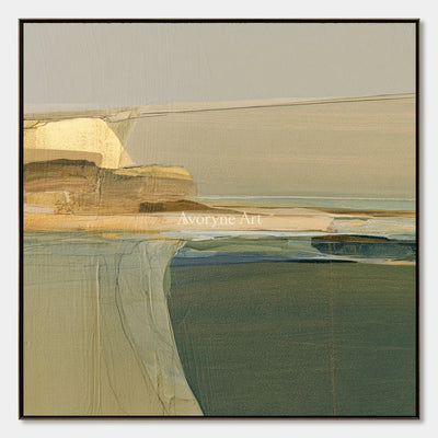Ivory Quiet Echo: Olive Layered Abstract — primary