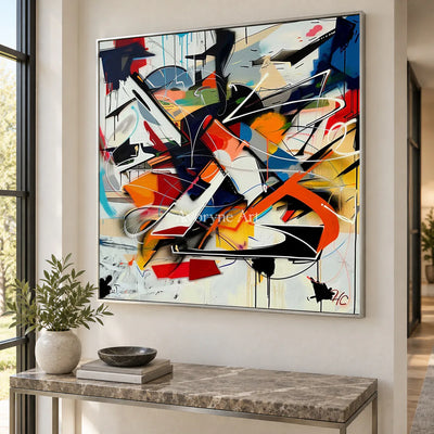 Vector Uprising: Orange Abstract Graffiti Wall Art — entry silver