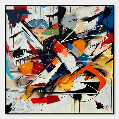 Vector Uprising: Orange Abstract Graffiti Wall Art — primary