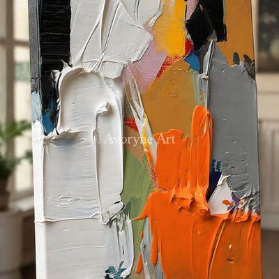 Ember Chorus: Orange Contemporary Abstract Wall Art - detail
