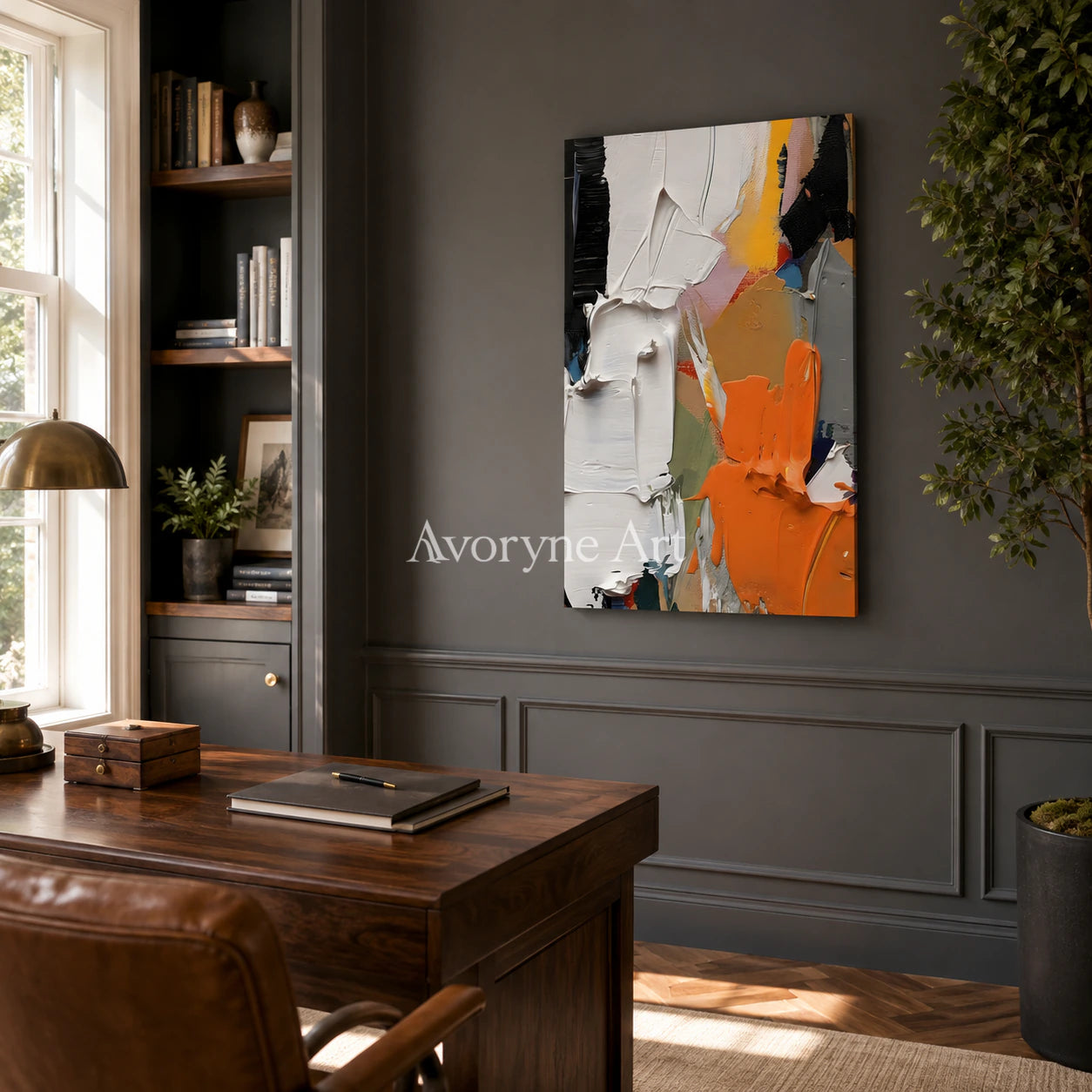 Ember Chorus: Orange Contemporary Abstract Wall Art - office frameless