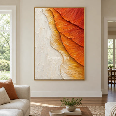 Ochre Descent: Orange Textured Abstract Wall Art — living gold