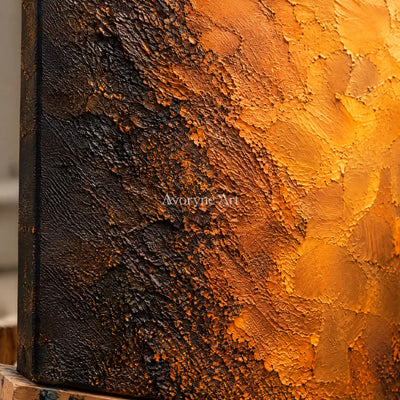 Ember Strata: Orange Textured Abstract Wall Art — detail easel