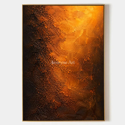 Ember Strata: Orange Textured Abstract Wall Art — primary