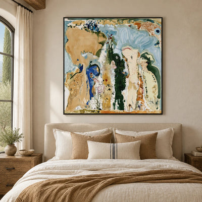 Ivory Painted Vista: Organic Botanical Art — bedroom black