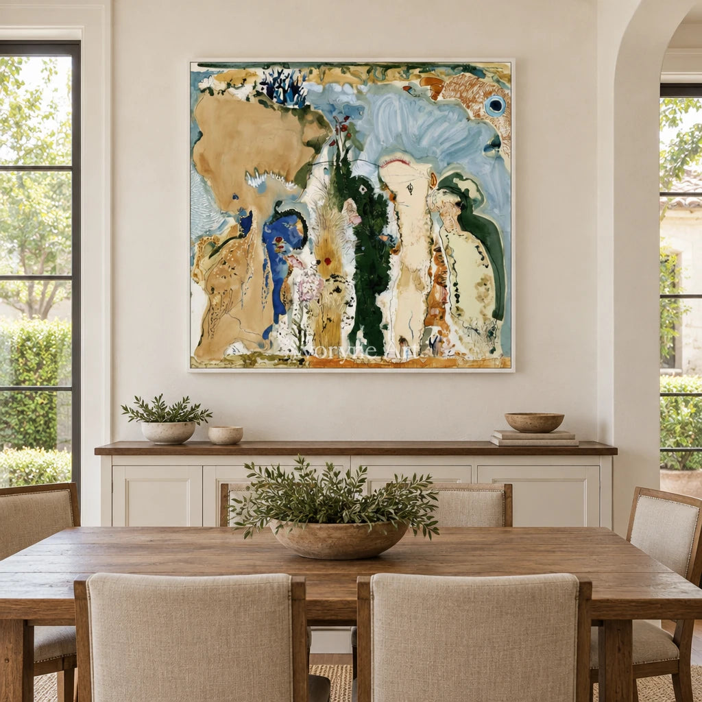 Ivory Painted Vista: Organic Botanical Art — dining white