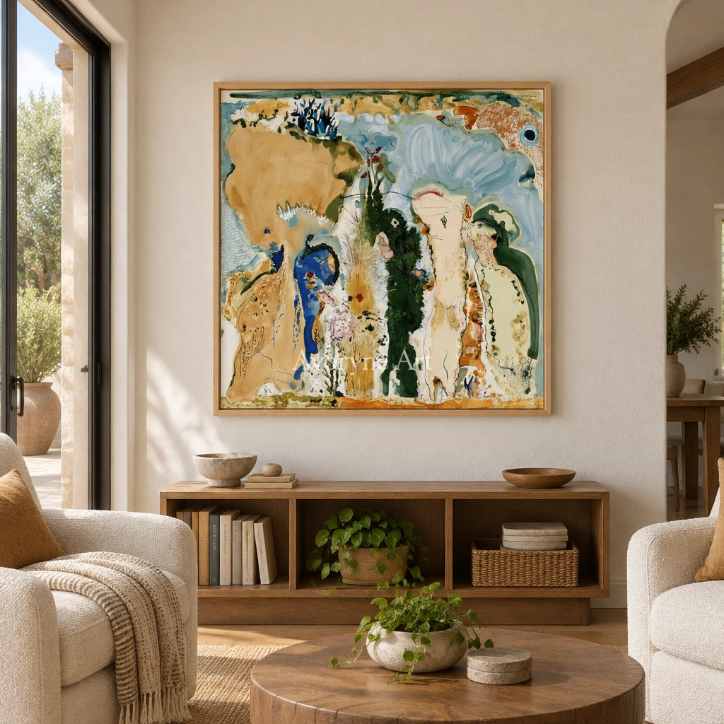 Ivory Painted Vista: Organic Botanical Art — villa wood