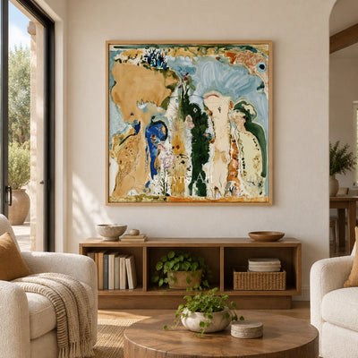 Ivory Painted Vista: Organic Botanical Art — villa wood