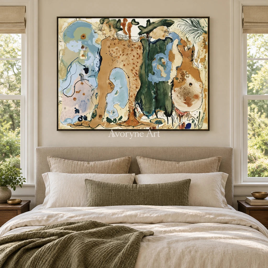 Ivory Painted Poem: Organic Botanical Art — bedroom black