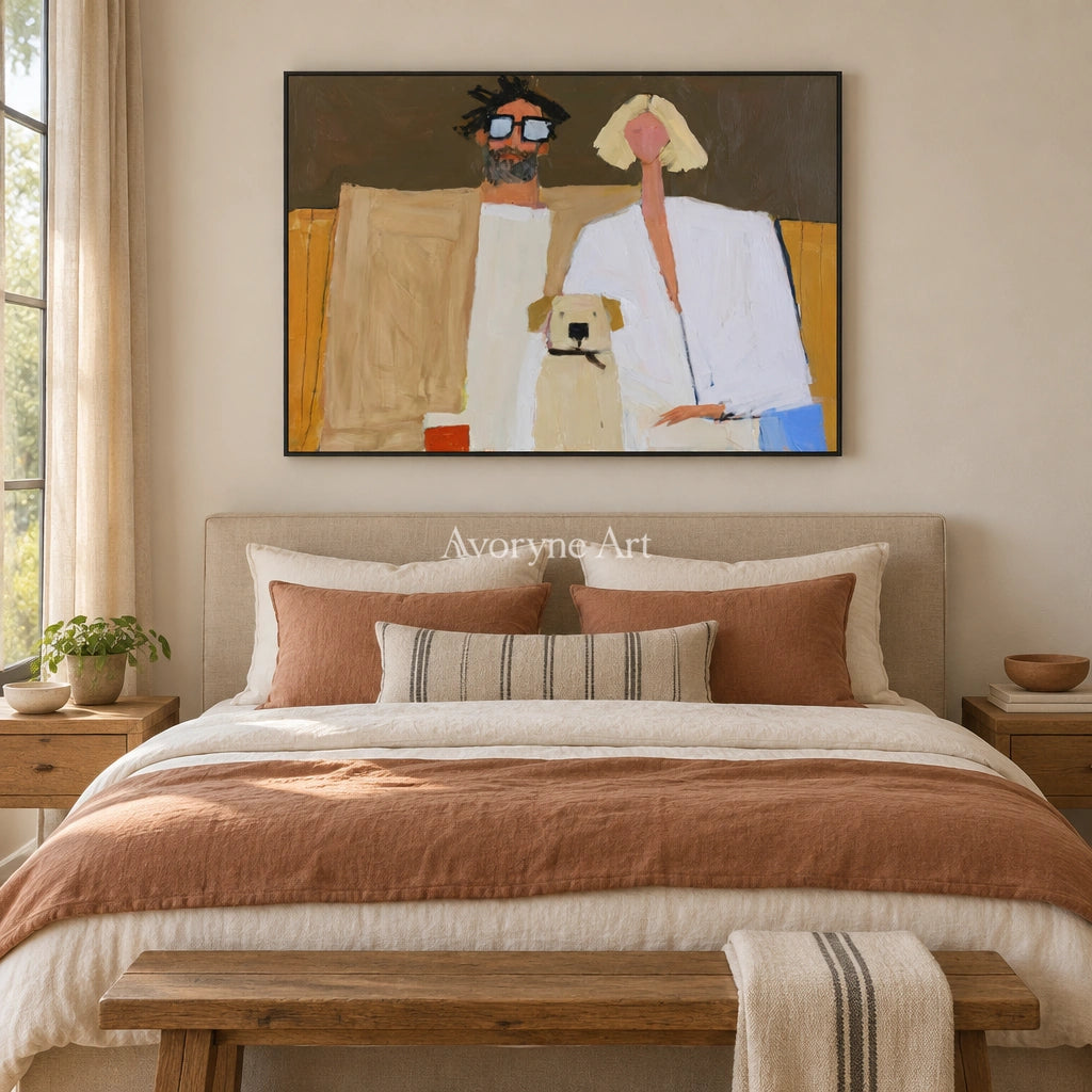 Ivory Quiet Memory: Paired Figure Art — bedroom black