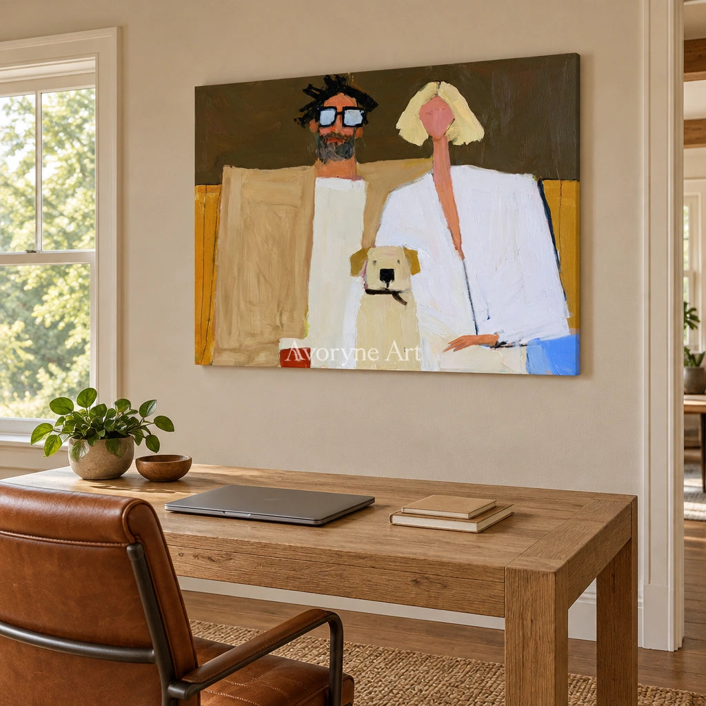 Ivory Quiet Memory: Paired Figure Art — office frameless
