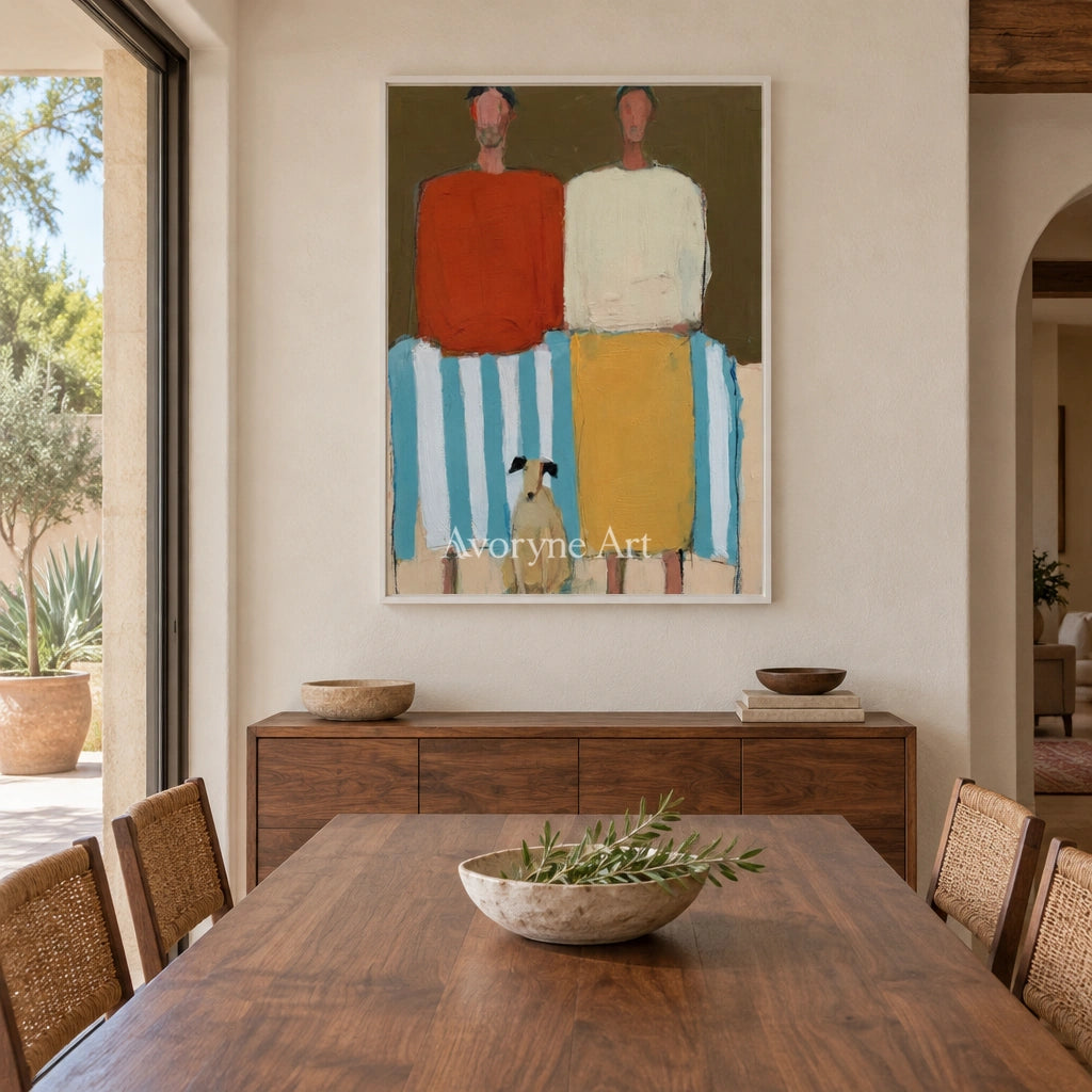 Ivory Quiet Solace: Paired Figure Art — dining white