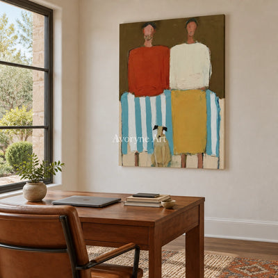 Ivory Quiet Solace: Paired Figure Art — office frameless
