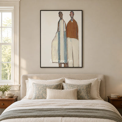 Ivory Gentle Poem: Paired Figure Art — bedroom black