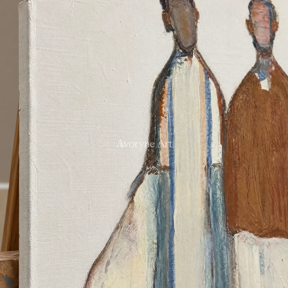 Ivory Gentle Poem: Paired Figure Art — detail easel