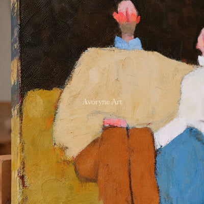 Ivory Gentle Prelude: Paired Figure Art — detail easel