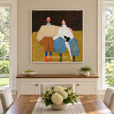 Ivory Gentle Prelude: Paired Figure Art — dining white