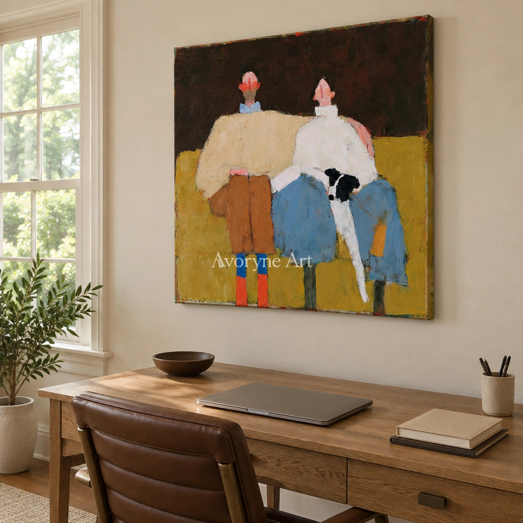 Ivory Gentle Prelude: Paired Figure Art — office frameless