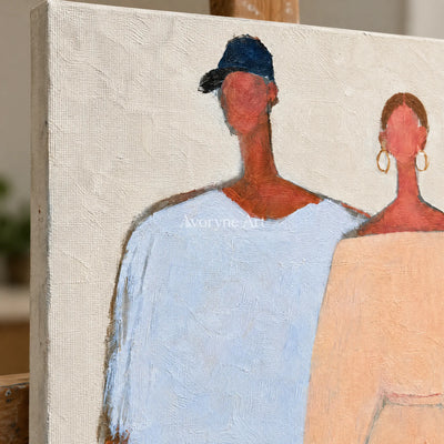 Ivory Amber Rhythm: Paired Figure Art — detail easel