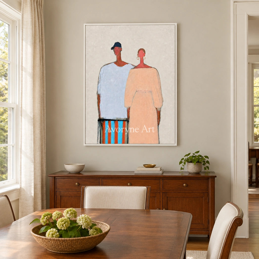 Ivory Amber Rhythm: Paired Figure Art — dining white