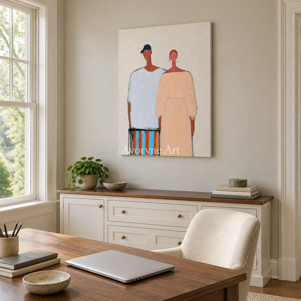 Ivory Amber Rhythm: Paired Figure Art — office frameless