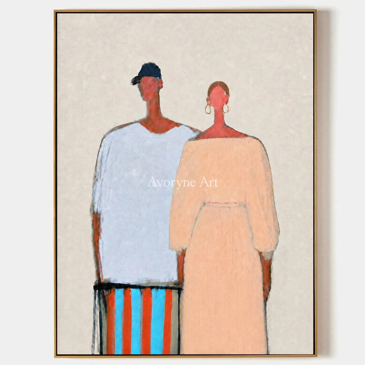 Ivory Amber Rhythm: Paired Figure Art — primary