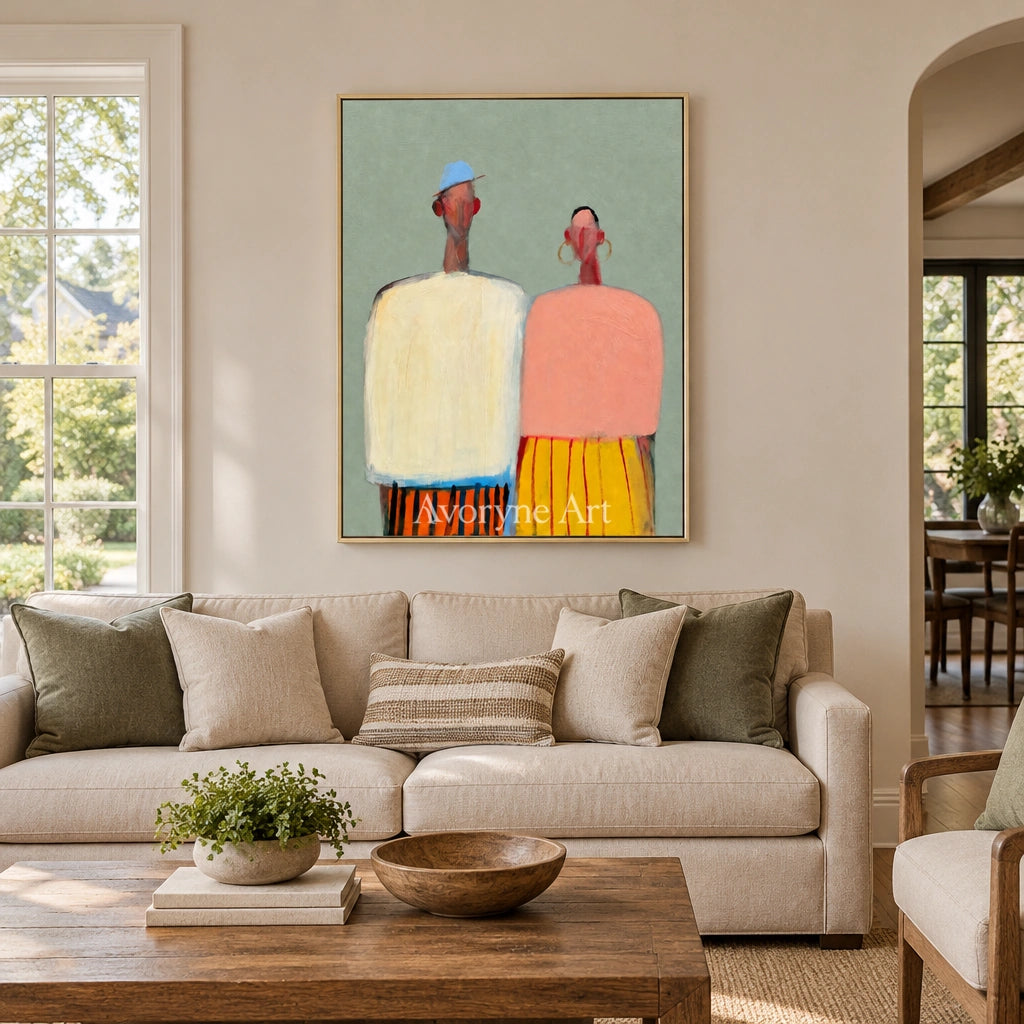 Ivory Amber Echo: Paired Figure Art — living gold