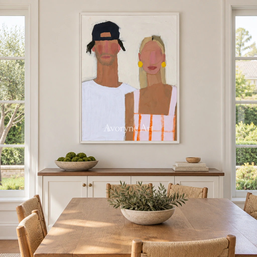 Ivory Amber Trace: Paired Figure Art — dining white