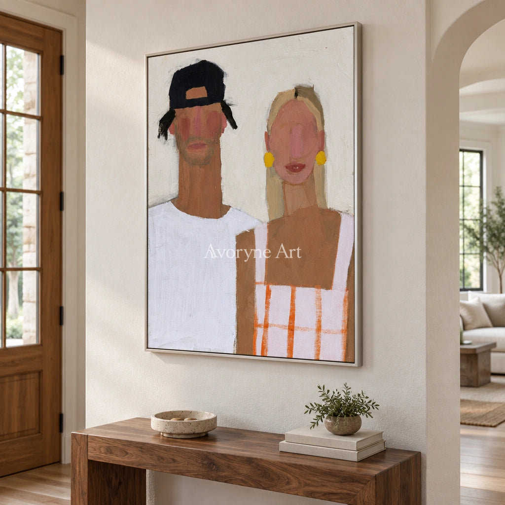 Ivory Amber Trace: Paired Figure Art — entry silver