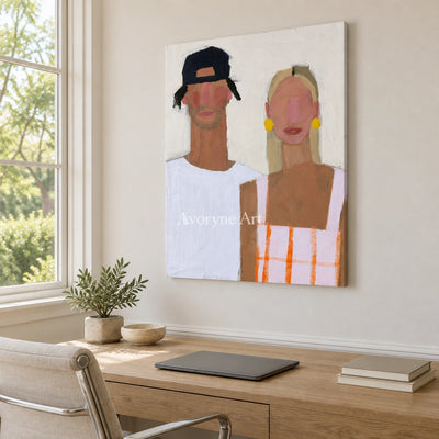 Ivory Amber Trace: Paired Figure Art — office frameless