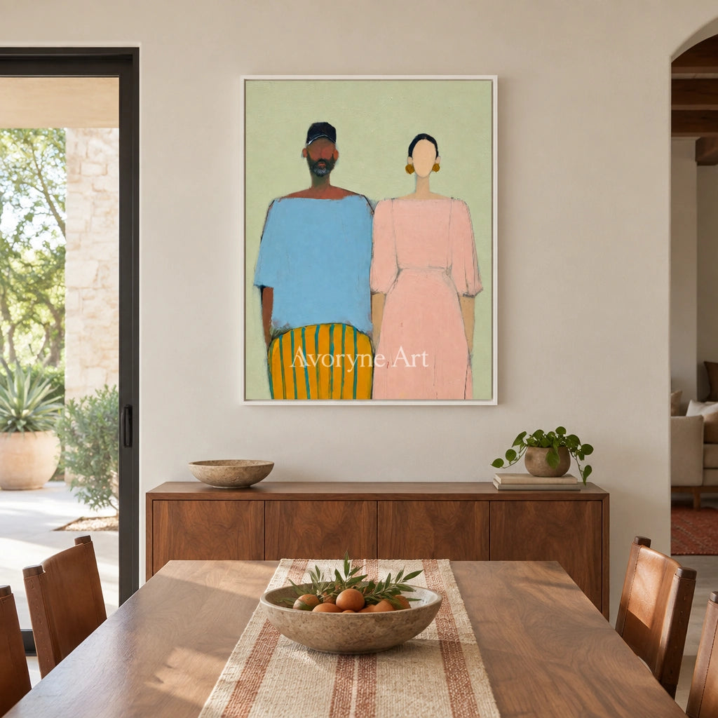 Ivory Amber Drift: Paired Figure Art — dining white