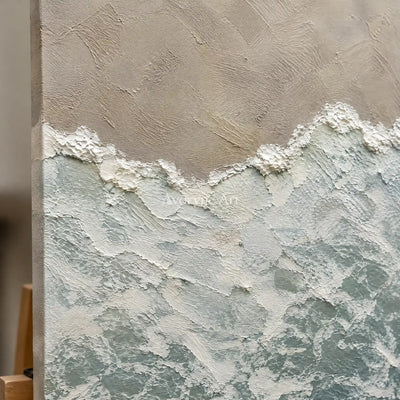 Shoreveil: Pale Blue Coastal Texture Wall Art — detail easel