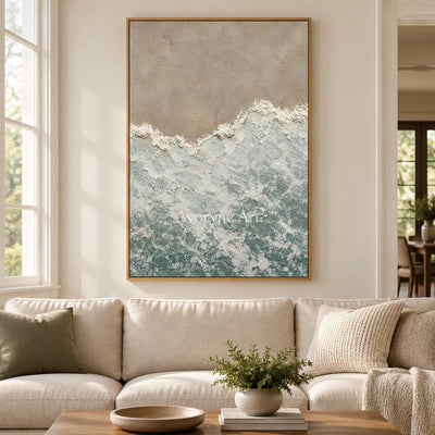 Shoreveil: Pale Blue Coastal Texture Wall Art — villa wood