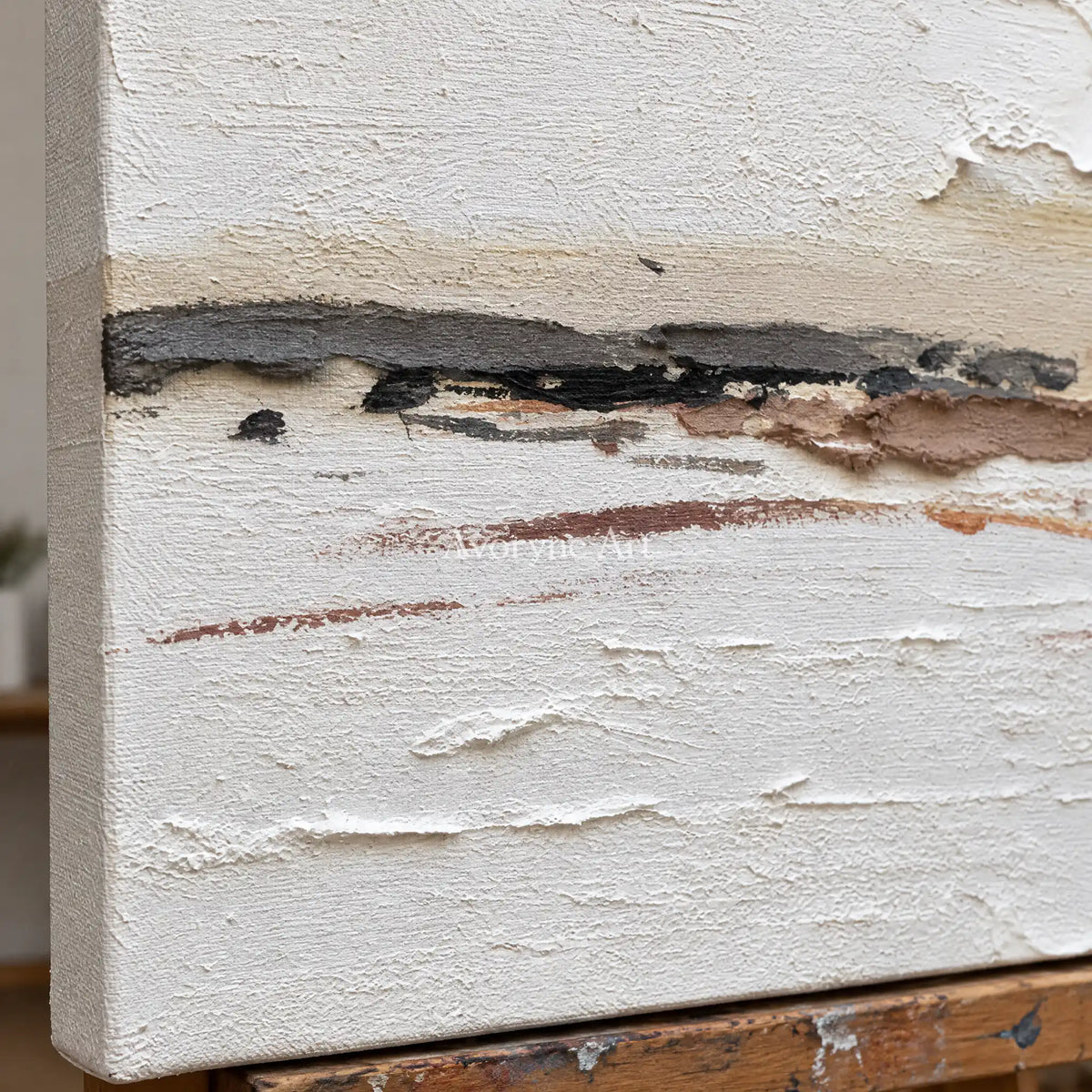 Aster Fable: Pale Fissure Abstract — detail easel