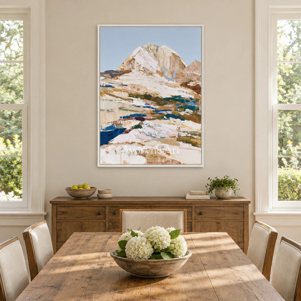 Ivory Gentle Echo: Pale Mountain Art — dining white