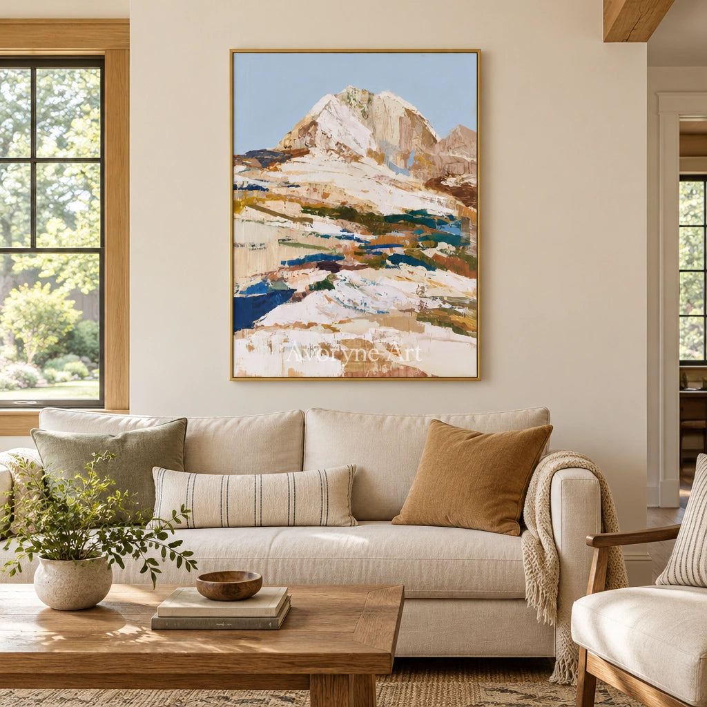 Ivory Gentle Echo: Pale Mountain Art — living gold