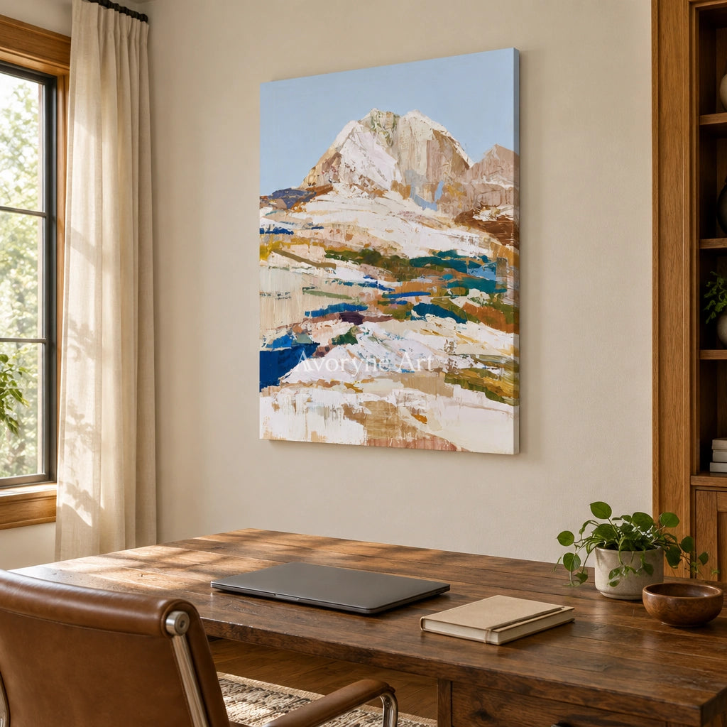 Ivory Gentle Echo: Pale Mountain Art — office frameless